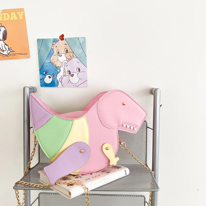 Модная женская сумка на плечо в форме мультяшного динозавра винтажная Женская