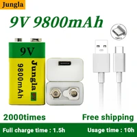 new 9v 9800mah li ion rechargeable battery micro usb battery 9v battery lithium for multimeter microphone toyusb charging cable