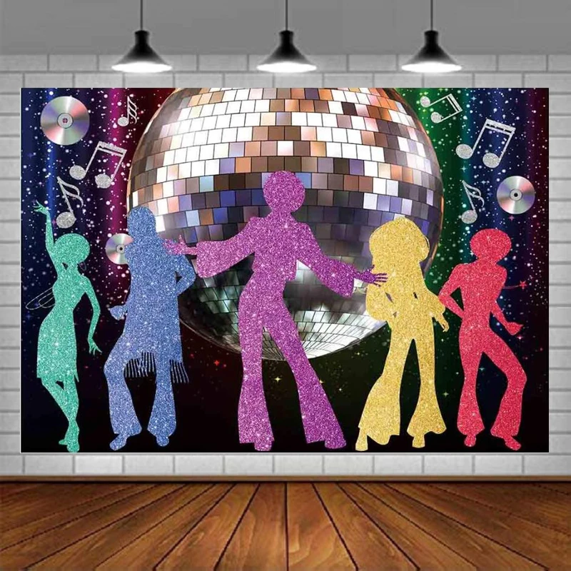 

Disco Ball Photography Backdrop Neon Back To 70s 80s 90s Let's Crazy Glow In The Dark Dance Prom Birthday Party Decor Background