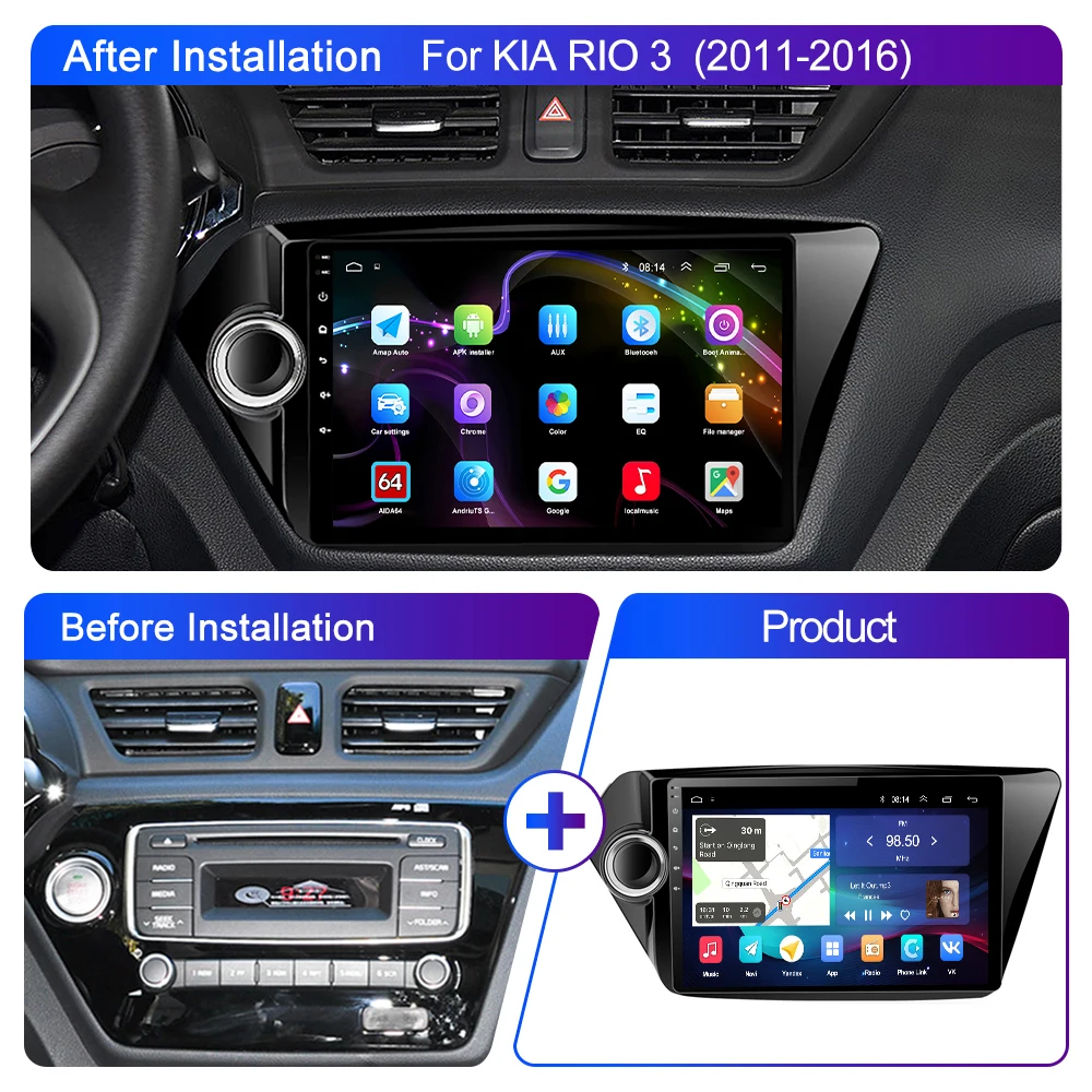 LEHX Pro 5G WIFI HIFI 2 din Android 14 Автомобильный радиоприемник мультимедийный плеер для Kia RIO 3