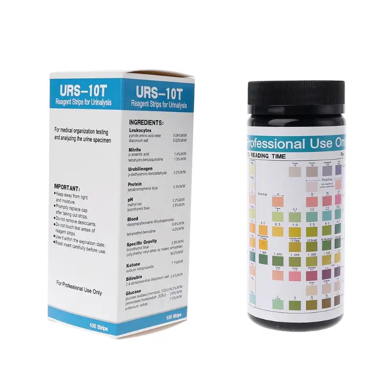 

Complete 10-in-1 Urine Test Strips 100ct Urinalysis Dip-Stick Testing Kit Leukocytes Nitrite Urobilinogen Protein PH