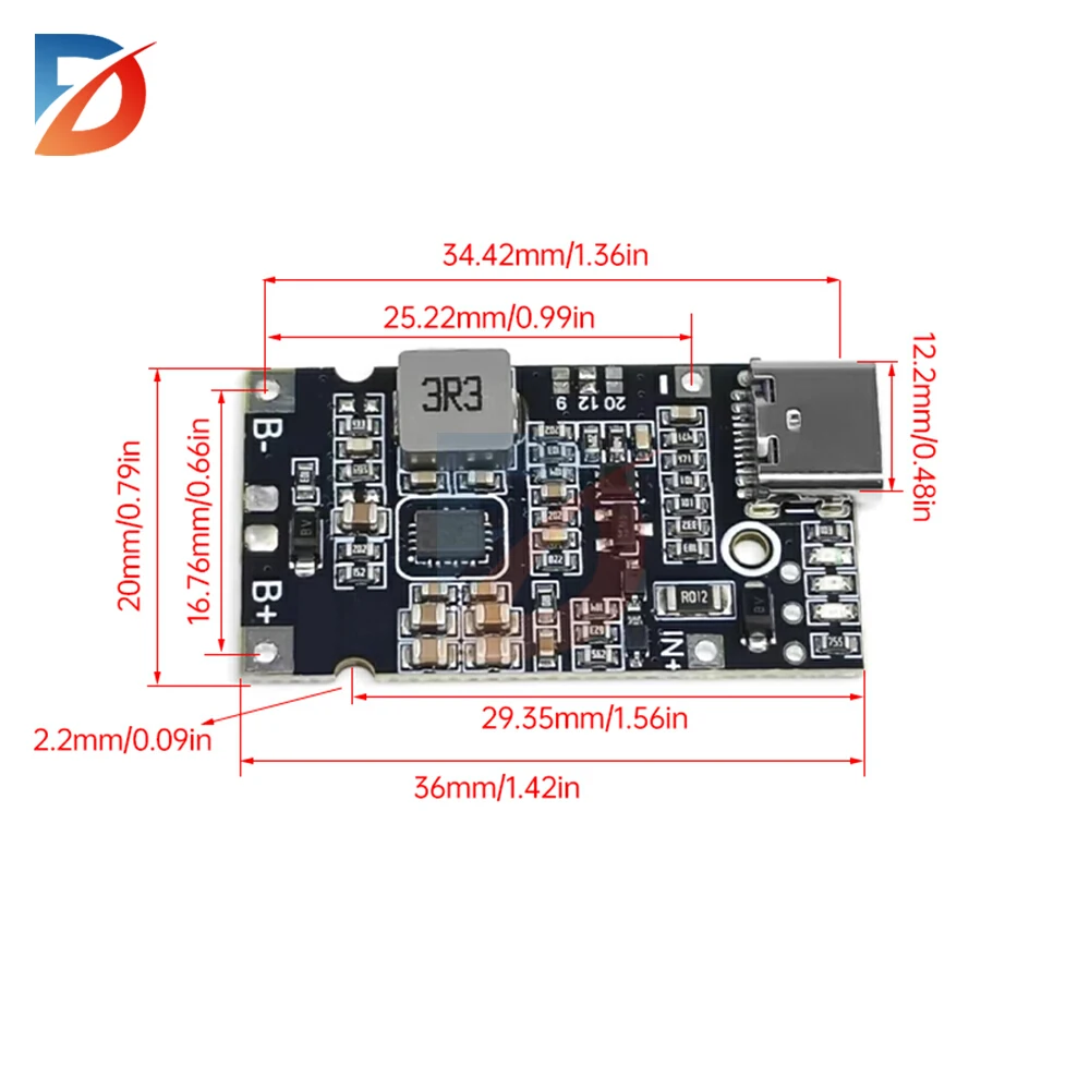 Фото 2S 3S 4S Type-C USB 4,5 В-15 В Step-Up Buck QC Модуль зарядного устройства для быстрой зарядки литиевой батареи 18650 с защитой от температуры №3