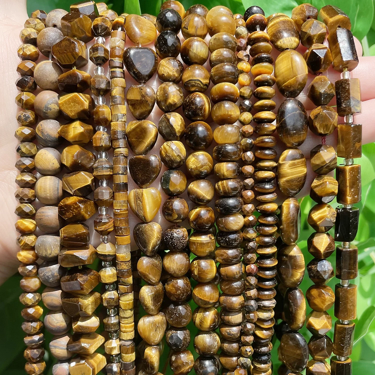 Бусины из натурального желтого тигрового глаза, круглые, несколько квадратов, граненые, в форме сердца, незакрепленные бусины для самостоятельного изготовления, браслет