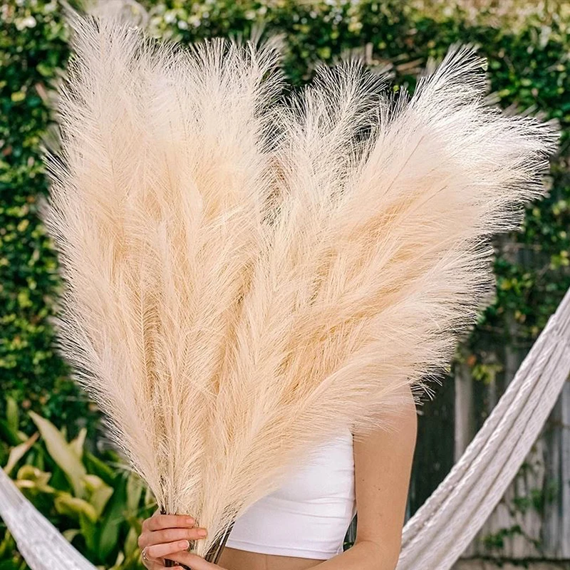 

42/47/55CM Artificial Pampas Grass Fluffy Bulrush DIY Flowers Bouquet Boho Wedding Party Home Decor Simulated Fake Plants Reed