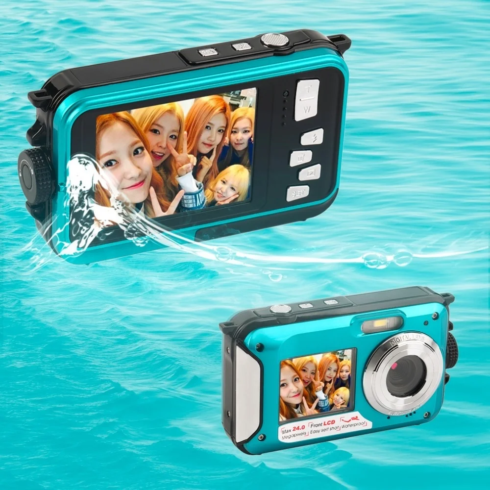 2.7inch TFT Digital Camera Waterproof 24MP MAX 1080P Double Screen 16x Digital Zoom Camcorder HD268 Underwater Camera Genuine enlarge