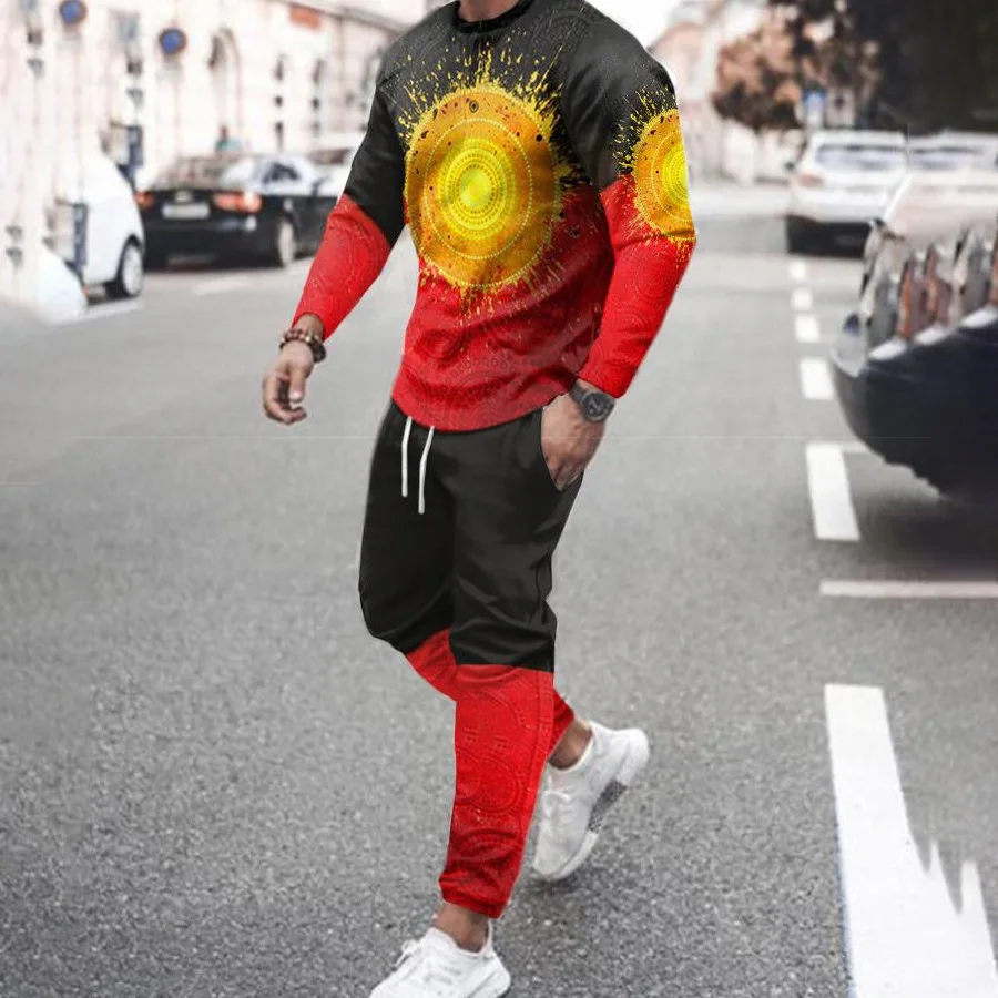 Tracksuit Men's Spring And Summer Long Sleeve T-Shirt 2 Piece Set 3D Watch Printing Street Pant Set Oversized Jogging Suit