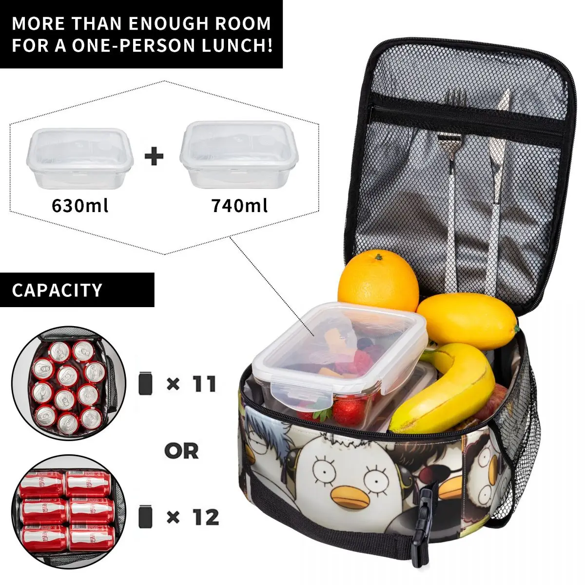 Изолированная сумка для ланча Gintama Adventure Термосумка Контейнер еды научная