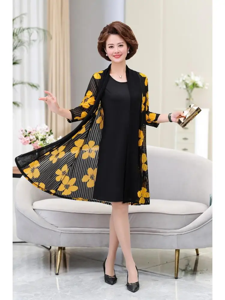 Костюм/один предмет Женский шифоновый кардиган с принтом куртка для матери и