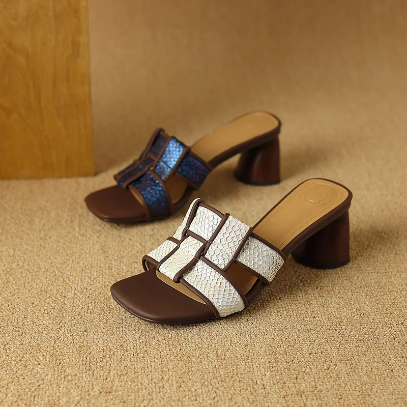 Phoentin женские элегантные уличные тапочки на высоком каблуке 6 см в стиле ретро