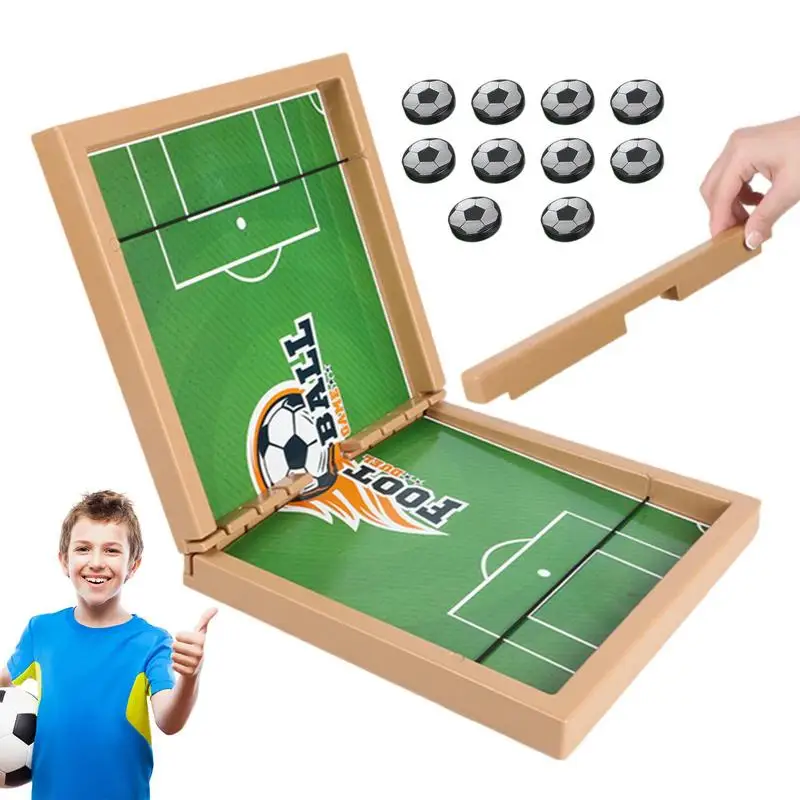 

Fast Puck GameBoard Game With 10 Pucks Soccer Themed Paced FoosballGame Mini Foosball Table For Tailgate