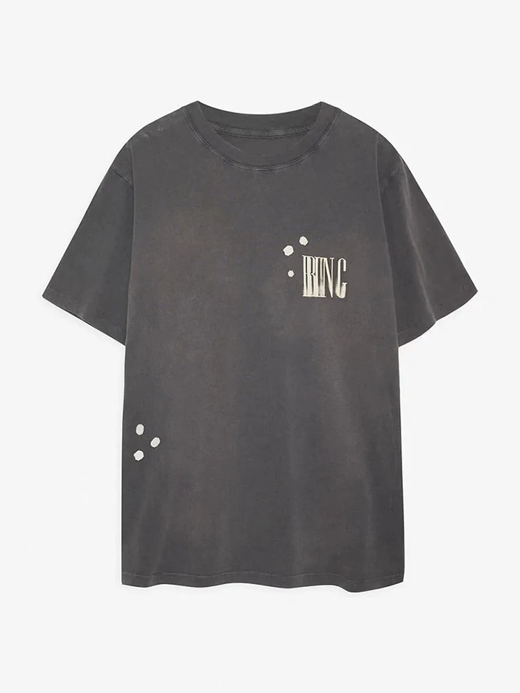 

Jyate Letters Printed Short Sleeve T-Shirt Women Summer Casual Loose O-neck Cotton Tee Tops Vintage Washed Classic T Shirts 2023