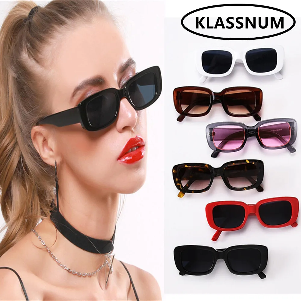 

KLASSNUM Rectangle Sunglasses Women Vintage Brand Designer Square Sun Glasses For Women Shades Female Eyewear Anti-glare UV400