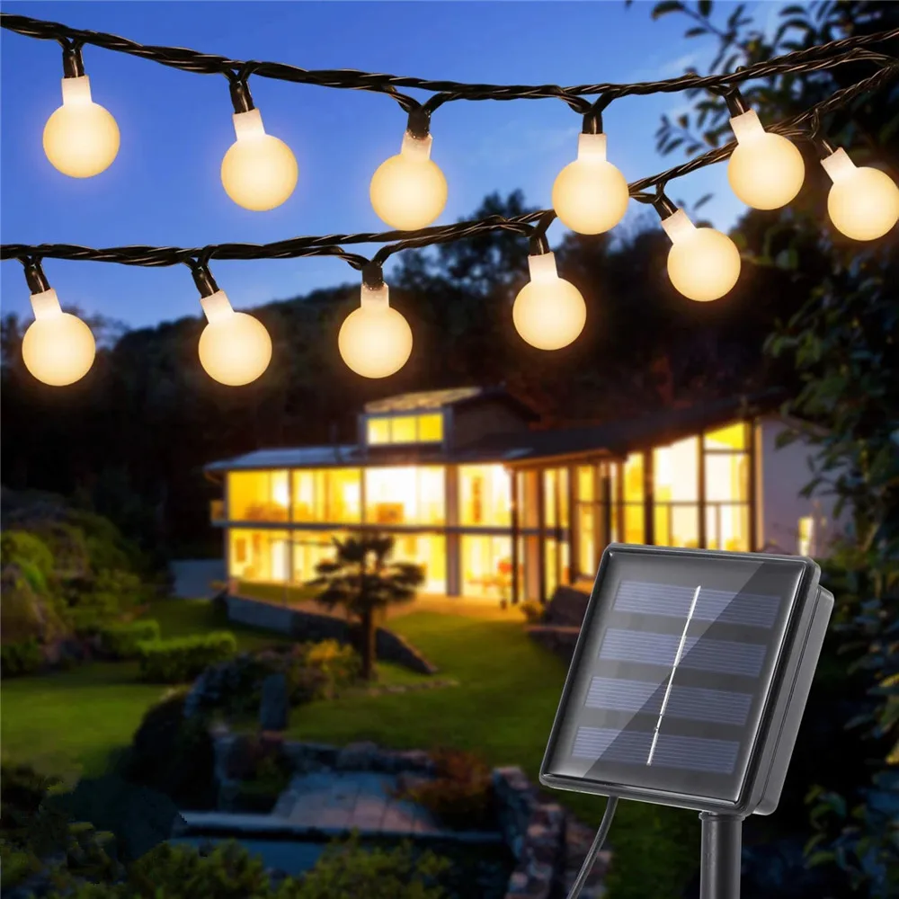 Camping Solar String Lights Outdoor 200 Led Crystal Globe Lights Waterproof Solar Fairy Light for Garden Christmas Party Decor