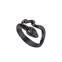 vintage fahsionable gothic black snake design rings for men women open end adjustable size classic trendy jewelry gifts