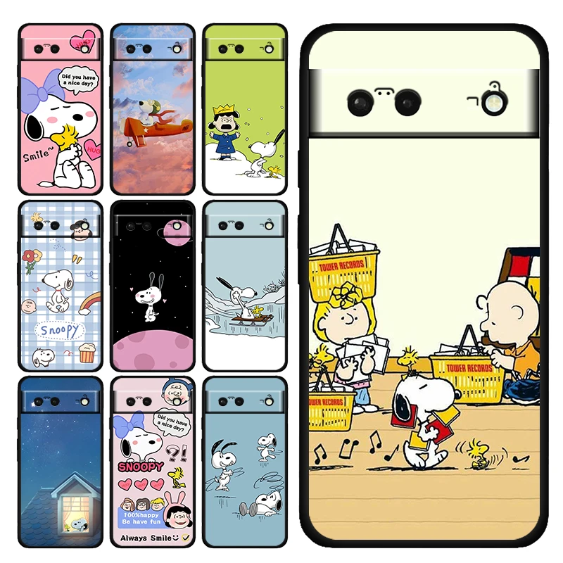 

Snoopy Boy Cartoon Shockproof Cover for Google Pixel 7 6 Pro 6a 5 5a 4 4a XL 5G Soft Black Phone Case Shell TPU Coque Capa Funda