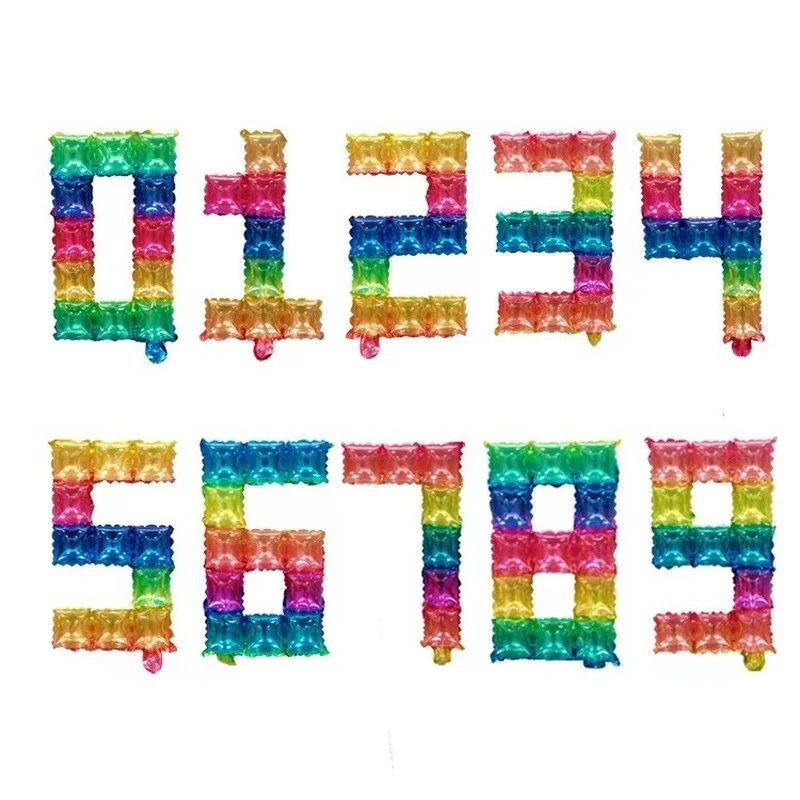 

New 16inch Jelly Crystal Square 0-9 Number Aluminum Film Balloon Happy Birthday Party Need Decoration Scene Party Decorations