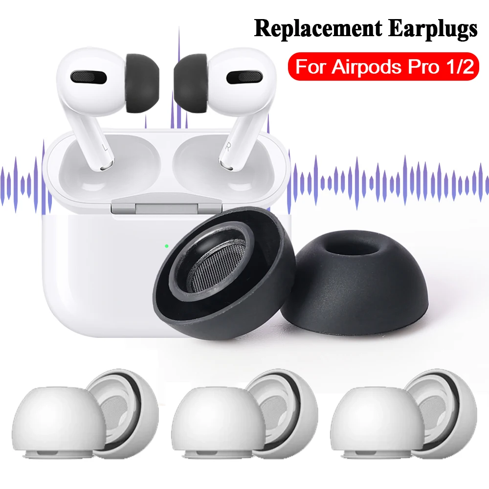 

1-4Pairs Soft Silicone Ear Tips For Airpods Pro 1/2 Protective Earbuds Cover Replacement Earplugs Noise Reduction Ear Pads