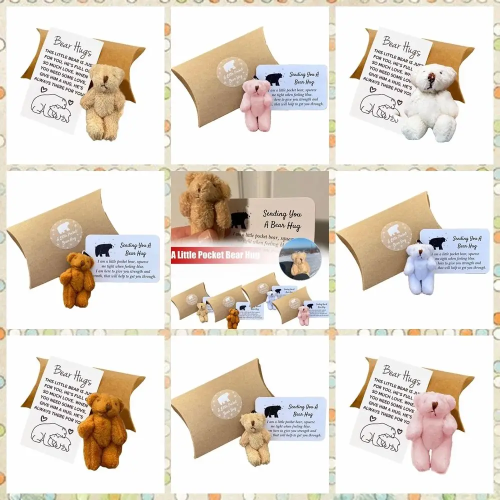 

Movable Plush Bear Funny Mini Plush Gifts Box Bear Hugs Handmade Small Pocket Home Decor