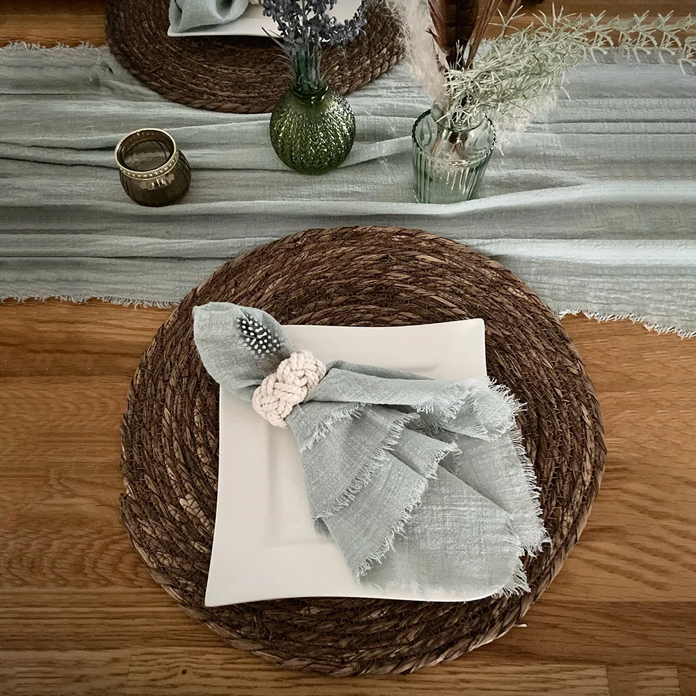 

10PCS 43x43CM Retro Gauze Cloth Napkin for Wedding Kitchen Decorate Customized Burr Cotton napkins Dining Table Rustic Decor