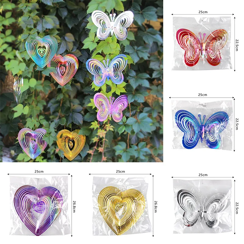 

Бабочка сердце ветер Спиннер пластиковый ветер Ловец любви вращающийся колокольчик ветра отражающий висячий орнамент украшения для сада