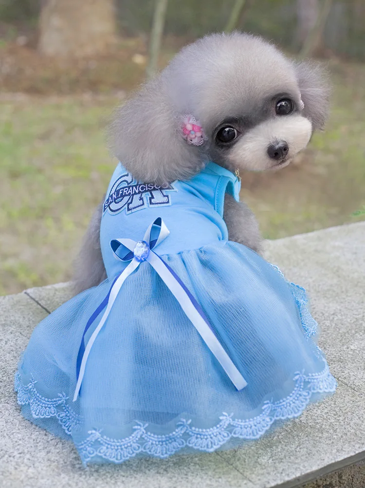 

Dog Clothes Puppy Yarn Skirt Dog Wedding Dress Summer New Dog Cat Pet Clothes Teddy Bomei Bichon Dog Dresses Dog Fancy Dress