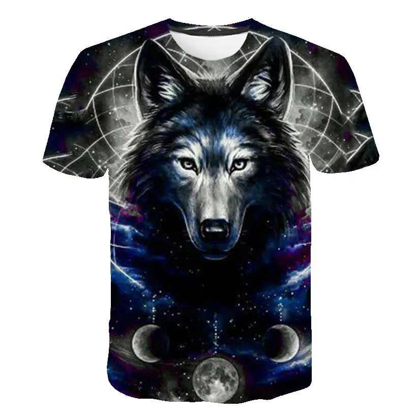 

Summer Short Sleeve Fashion Men's T-shirt 3D Printed Wolf Pattern T-shirt Street Wear Plus Size Shirt Men's Round Neck Top