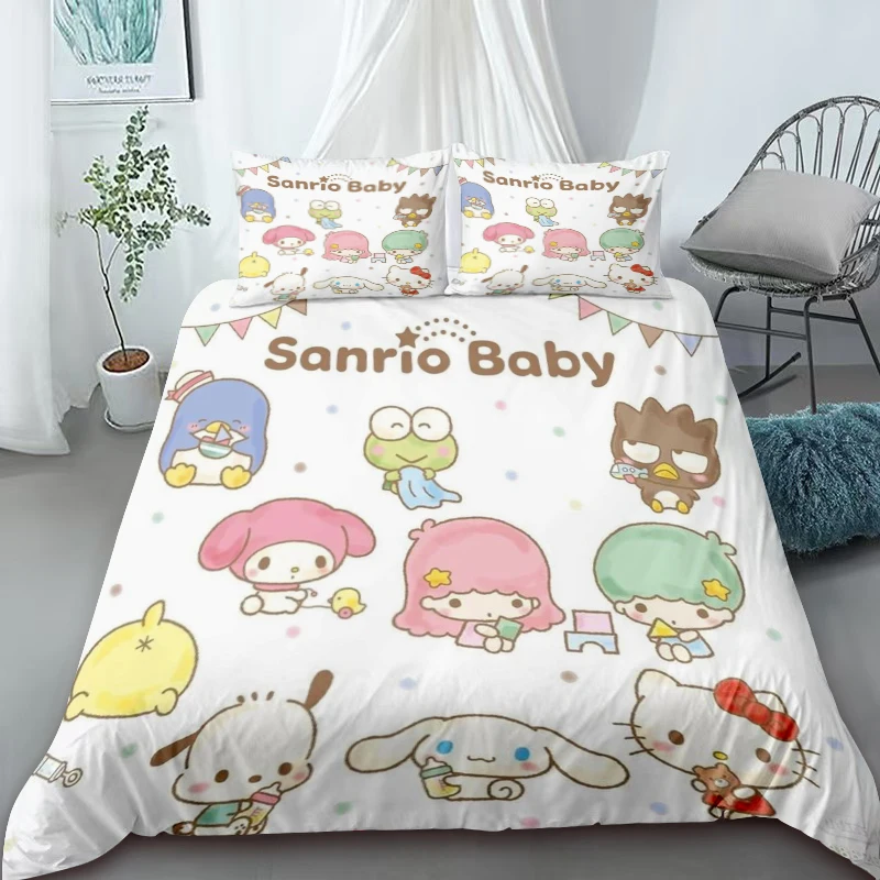 Duvet Cover Hello Kitty Cartoon Bedding Set Quilt Bedroom Single Queen Size Children's Gift Decoration