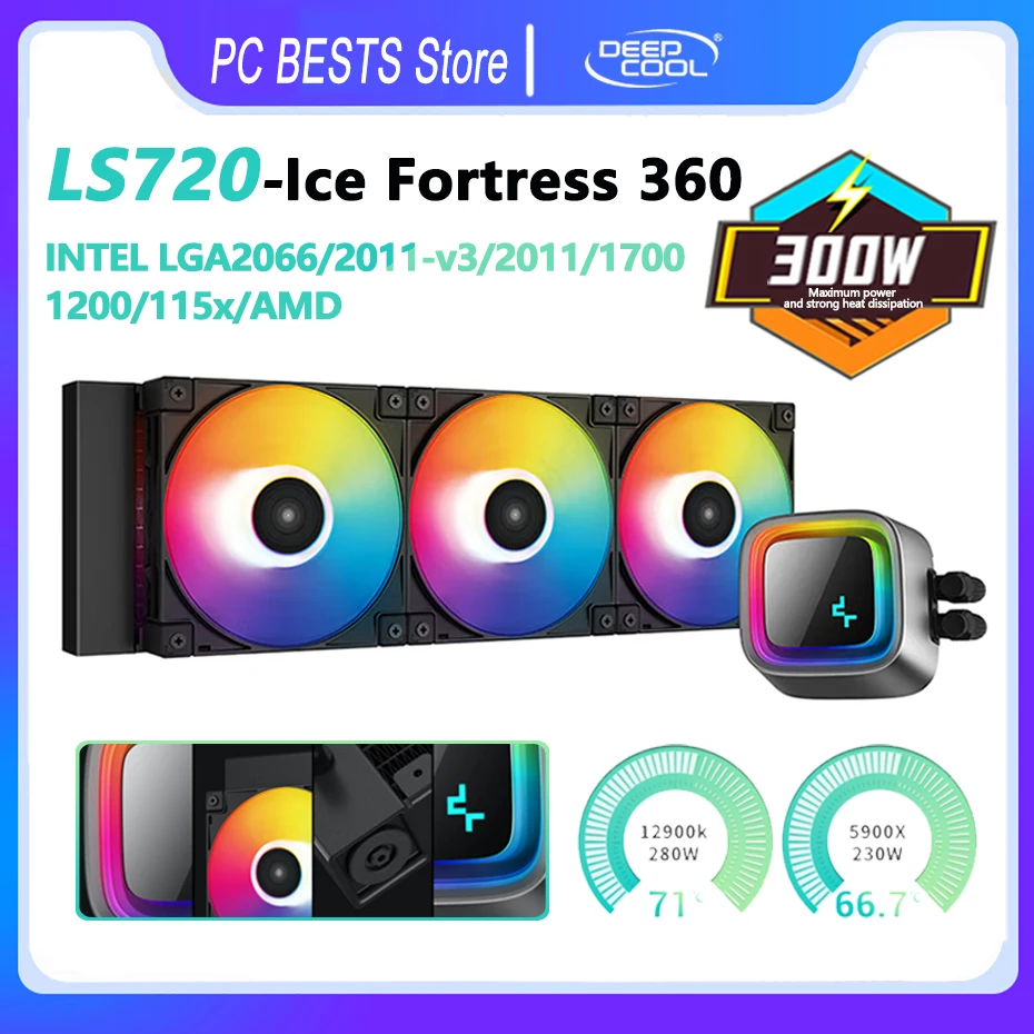 

DeepCool LS720 CPU Liquid Water Cooling 300W 360mm Integrated CPU Cooler 12cm ARGB Fan Radiator Intel LGA1700 2011 2066 115X AM4