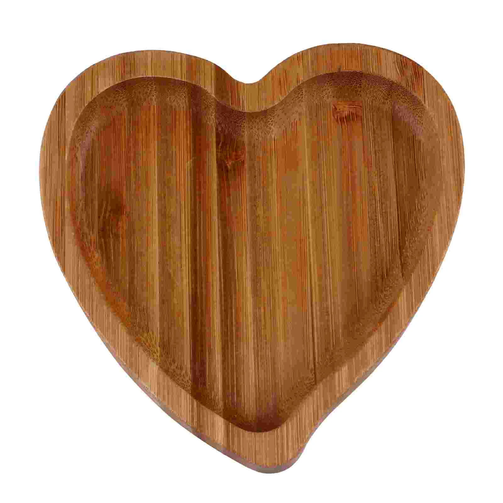 

Tray Heart Jewelry Wooden Plate Dish Serving Wood Shaped Snack Platter Fruit Ring Dessert Holder Storage Trinket Cheese Plates