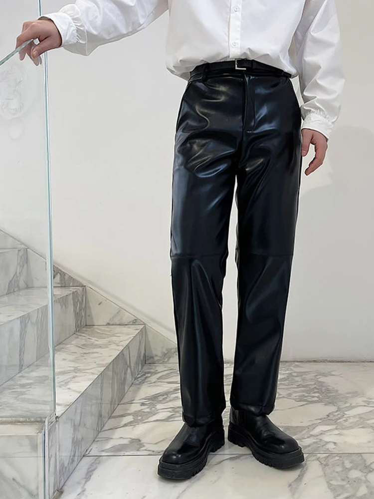 Светильник Роскошные повседневные мужские прямые брюки IEFB из искусственной кожи