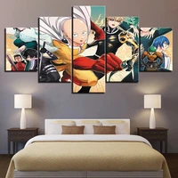 the bald caped man canvas poster 5 pcs anime one punch man saitama modular picture print wall art painting home decor gift frame