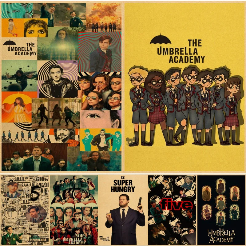 

Настенные плакаты с зонтиками академии, настенные плакаты, картины, художественный принт, декор для спальни, домашний плакат, винтажный худ...