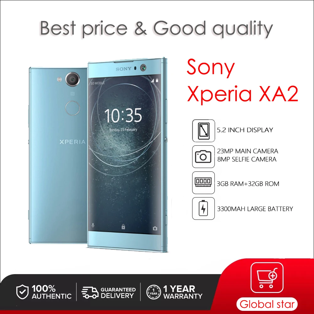 

Sony Xperia XA2 H3113/H4113 Refurbished Original Unlocked Single/Dual sim 5.2" 3GB+32GB 19MP Camera free shipping