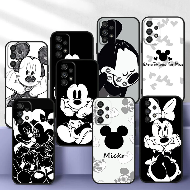 

Fashion Mickey Minnie For Samsung A81 A91 A73 A52S A72 A71 A52 A51 A12 A21S A01 4G 5G Silicone Soft Black Phone Case