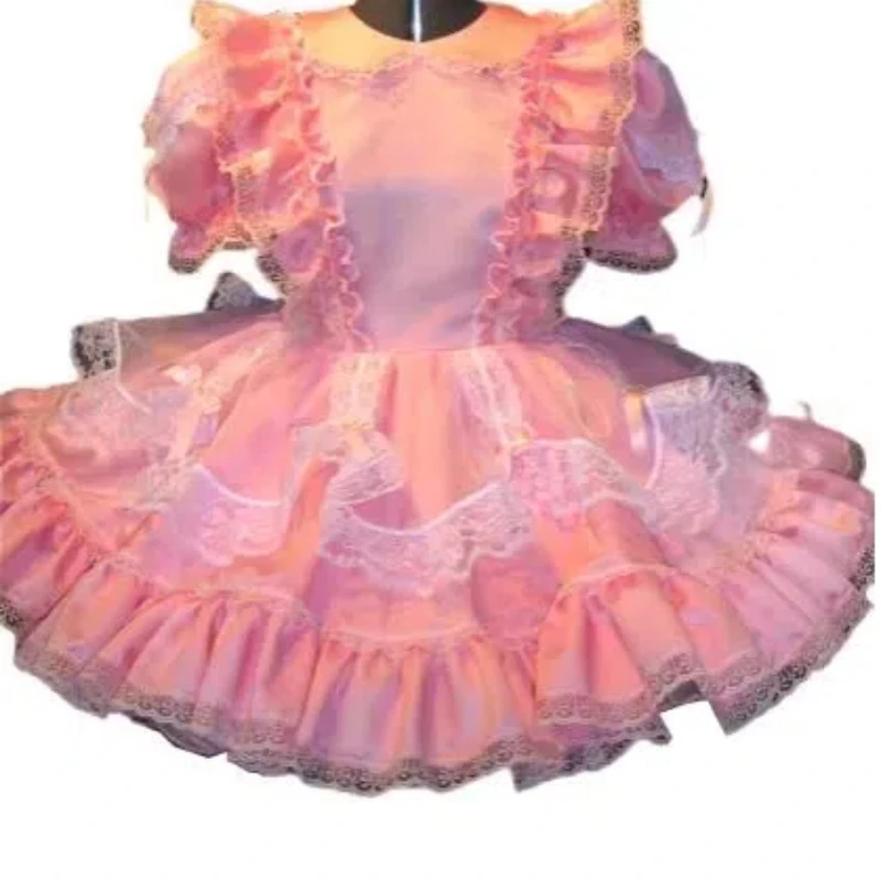 Французское модное розовое атласное кружевное платье принцессы для девочек