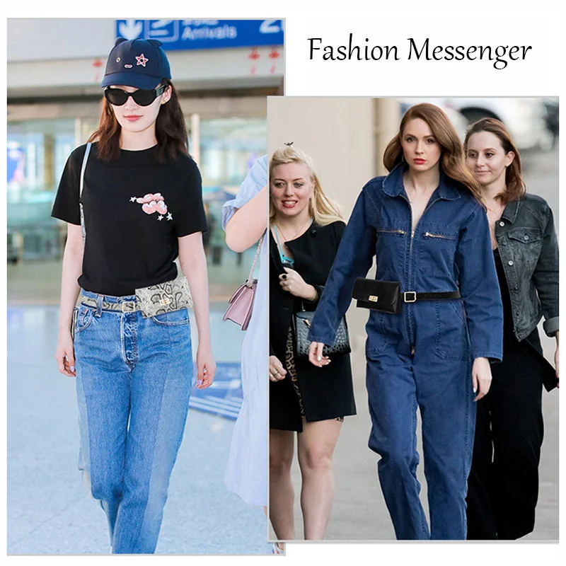 

fanny pack fashion serpentine waist bag female leather waist package vintage belt bags phone pocket b19