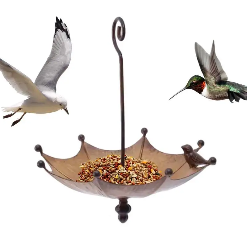 Зонт-кормушка для птиц подвесной поднос воды ванночка миска еды железная садовая