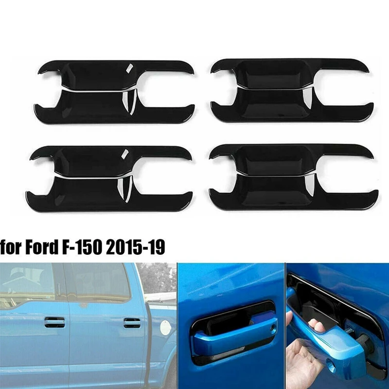 

4 шт. наружная дверная ручка Чаша отделка крышка декор для Ford F-150 F150 2015-2019 черный