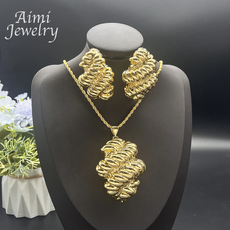 Модные Подвесные серьги в форме спирали из Дубая с покрытием 24-каратным золотом