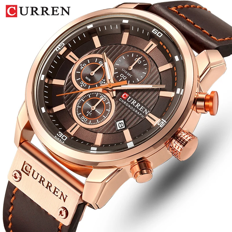 

CURREN Fashion Watch for Men Top Brand Luxury Leather Quartz Wristwatches Men's Watches Date Chronograph Sport reloj hombre