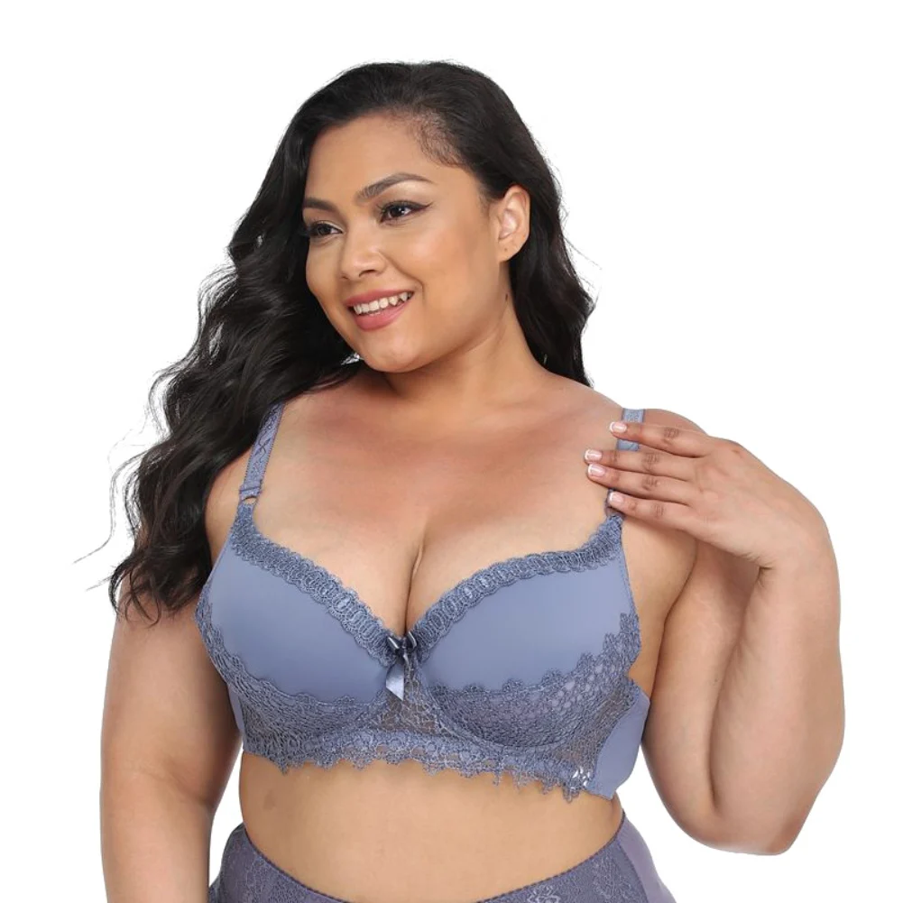 

Bras For Women Light Padded Brassiere Bowknot Applique Sexy Lingerie Lace Edge Underwear Plus Size
