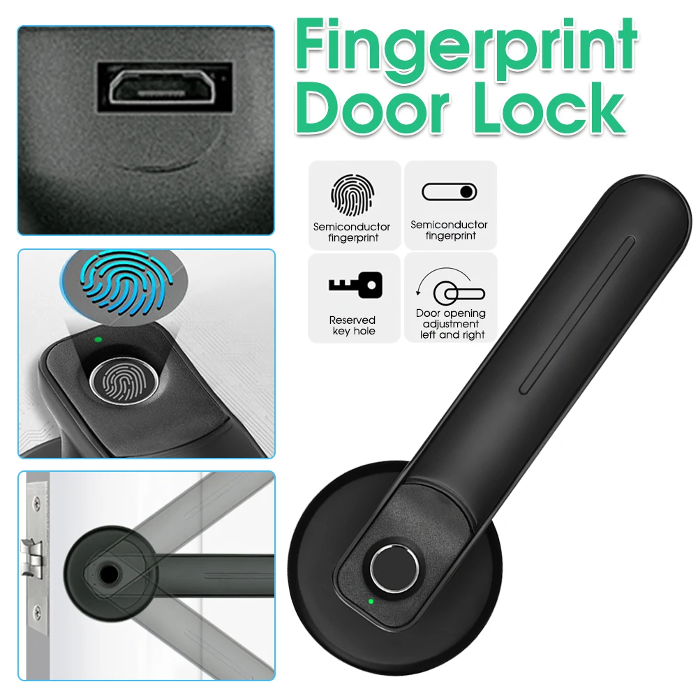 

Smart Fingerprint Lock Office Wooden Door Room Bedroom Door Handle Anti-theft Electronic Locks Fingerprint Recognition With Keys