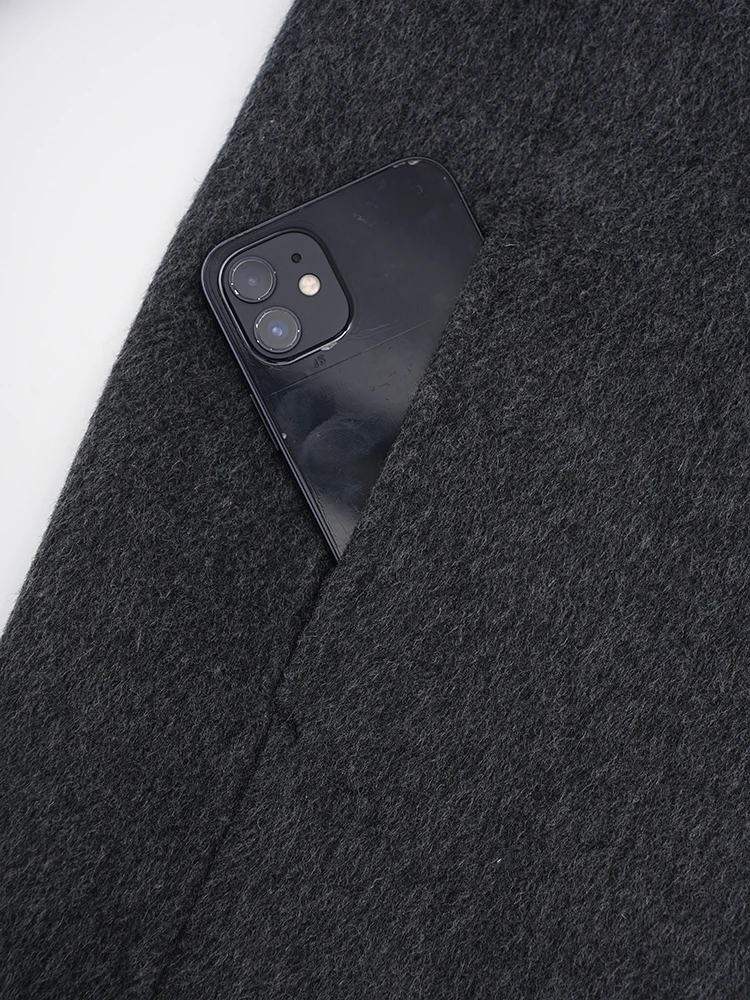 ZMEENNA темно-серое толстое длинное шерстяное пальто большого размера Новое Женское