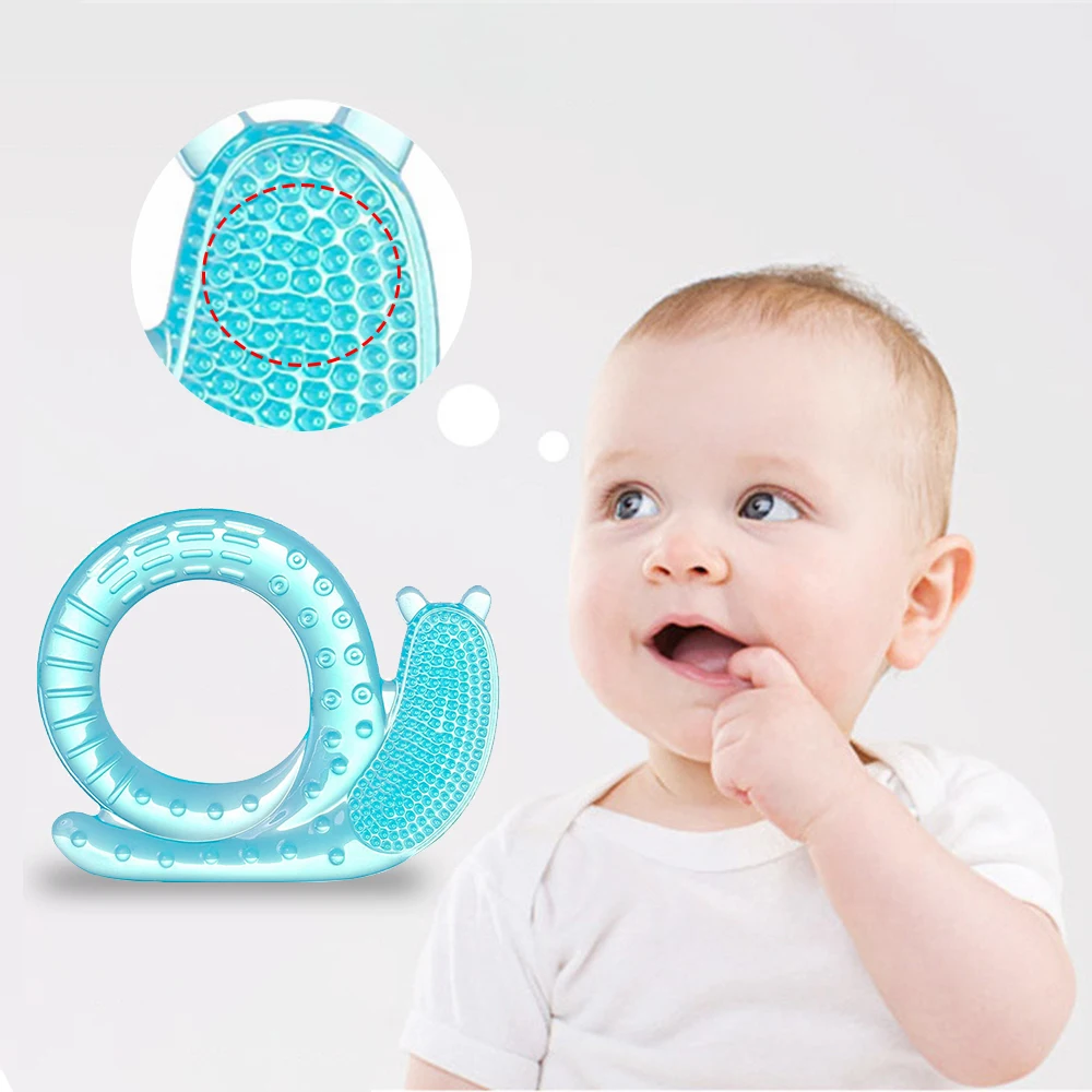 

Cute Snail Baby Silicone Teethers Teething Chew Toys Pure Liquid Baby Teether Toothbrush Pacifier Clips Gift BPA Free Food Grade