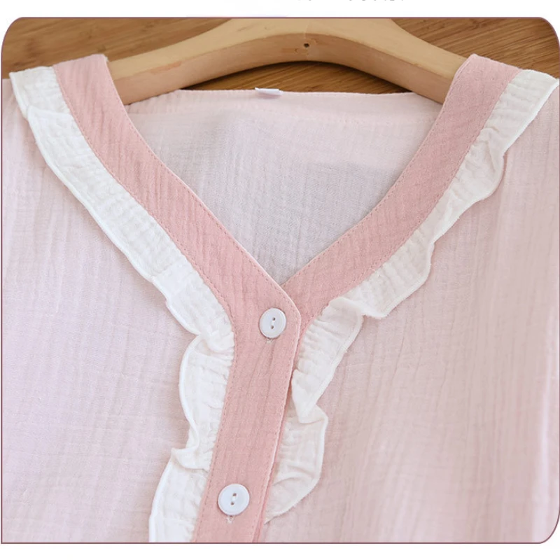 2023 New Pajamas for Women's Spring and Summer V-neck Breathable Casual and Comfortable Home Service Suit Sweet Style Sleepwear