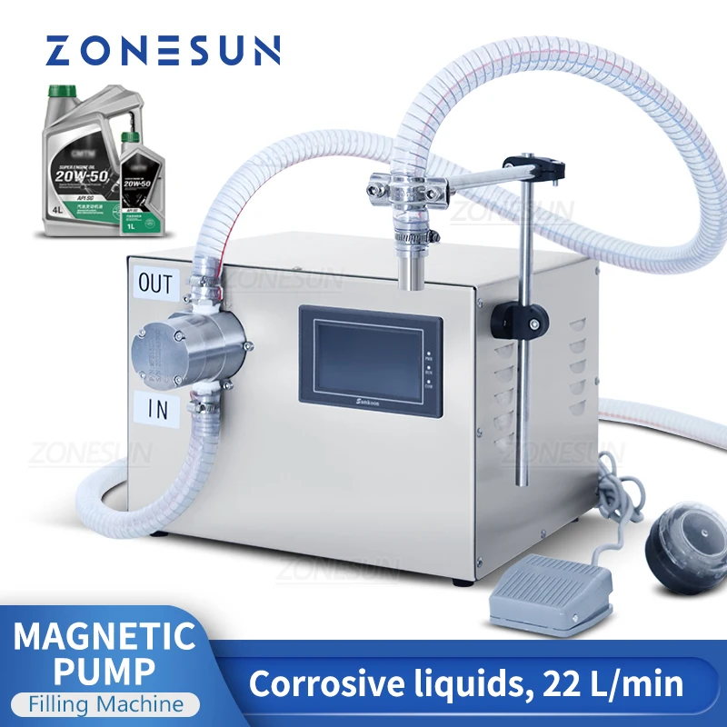 ZONESUN High Flow Rate Liquid Filling Machine Semi-automatic Magnetic Pump Filler Oil Shampoo Laundry Detergent Packaging
