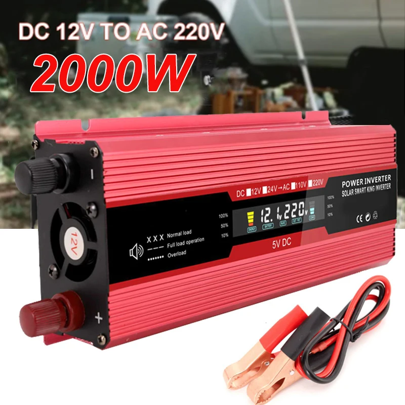 

Преобразователь мощности, модифицированный синусоидальный сигнал 12 В постоянного тока в 110 В/220 В переменного тока, преобразователь трансформатора 2000 Вт, солнечный инвертор для кемпинга, Rv, автомобиля