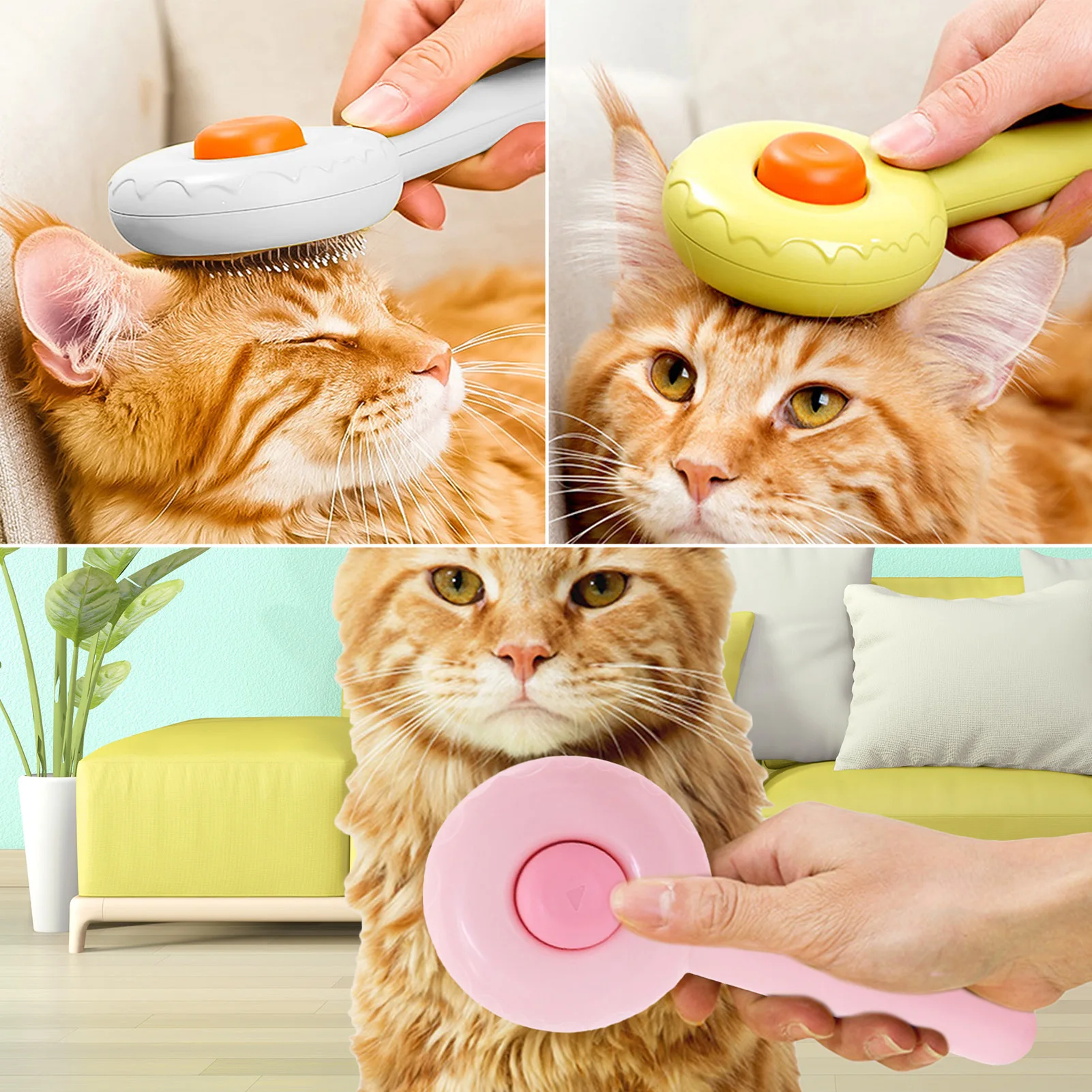 

Pet Self Cleaning Grooming Brush Dematting & Detangling Hair Remover Groomer For Pets Pet Massaging Tool For Tangled Hair