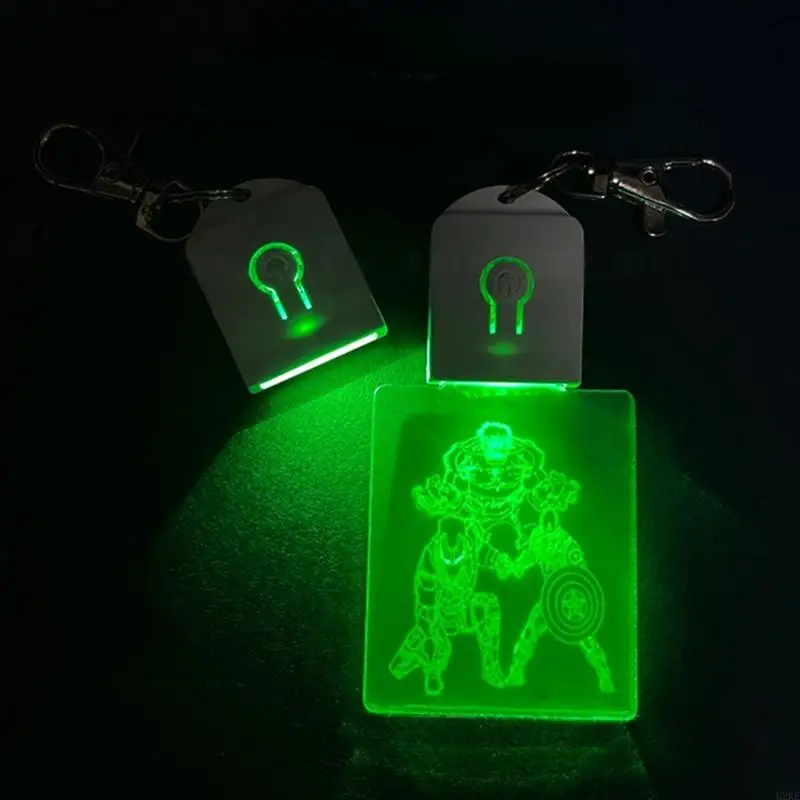 62KE Высокая прозрачность Акриловая кулона для ключей с светодиодным светом