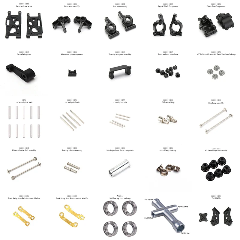

WLtoys 124019 1/12 RC Car Original Spare Parts Set Swing Arm Reinforcement Dog Bone Drive Shaft Optical Axis Ball Head Screw